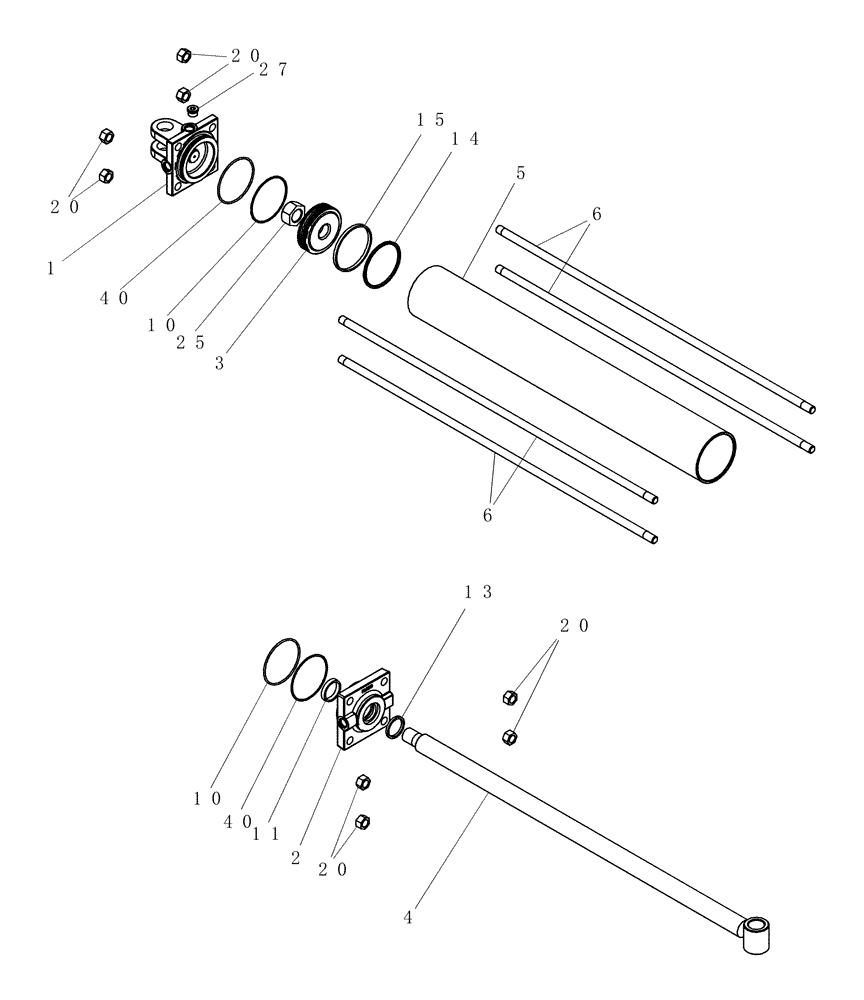 Схема запчастей Case IH SDX30 - (2.091.1) - HYDRAULIC LIFT CYLINDER, 4 INCH BORE X 30 INCH STROKE, 86991622 AND 87407430 (07) - HYDRAULICS