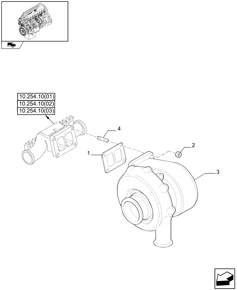 Схема запчастей Case IH 9120 - (10.250.05[03]) - TURBOCHARGER - 9120 (10) - ENGINE