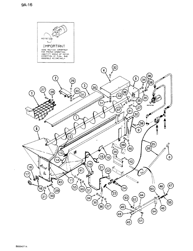 Схема запчастей Case IH 1250 - (9A-016) - AUGER FEEDER HYDRAULIC,1250 MACHINES, P.I.N. 7001 AND AFTER (09) - CHASSIS ATTACHMENTS