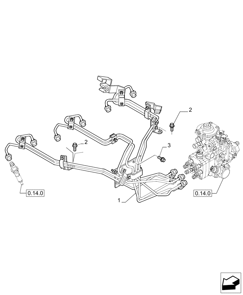 Схема запчастей Case IH P170 - (0.14.9[01]) - INJECTION EQUIPMENT - PIPING (02) - ENGINE