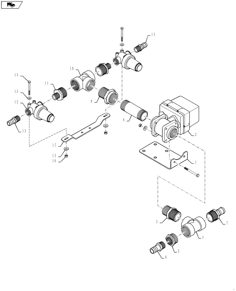 Схема запчастей Case IH 4420 - (09-005) - VALVE PLUMBING GROUP, 5 SECTION Liquid Plumbing