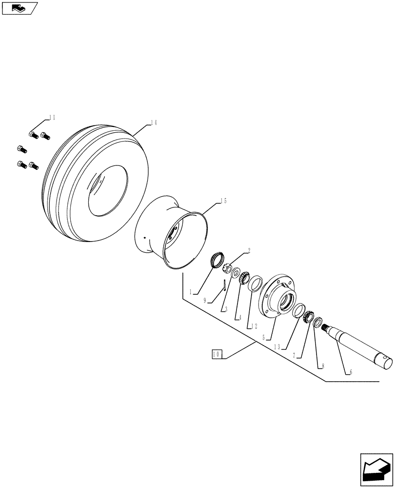 Схема запчастей Case IH NT950 - (44.100.03) - WING TANDEM 6-BOLT HUB ASSEMBLY (44) - WHEELS