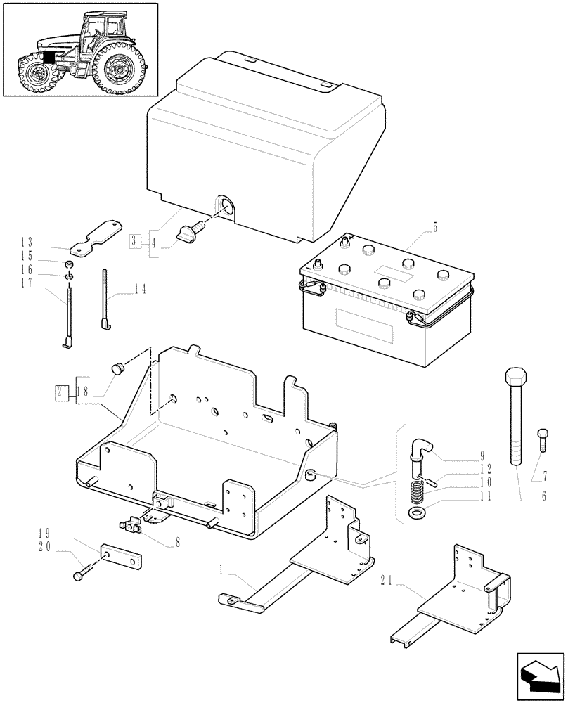 Схема запчастей Case IH MXU135 - (1.74.2[01A]) - BATTERY, COVERS AND RELATED SUPPORTS - D5335 - C5506 (06) - ELECTRICAL SYSTEMS