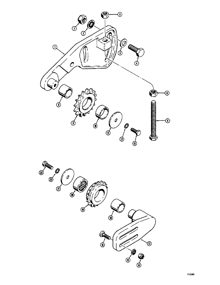 Схема запчастей Case IH 1500-SERIES - (050) - CHAIN TIGHTENERS, NO. 50 CHAIN TIGHTENER BRACKET (14) - MAIN GEARBOX & DRIVE