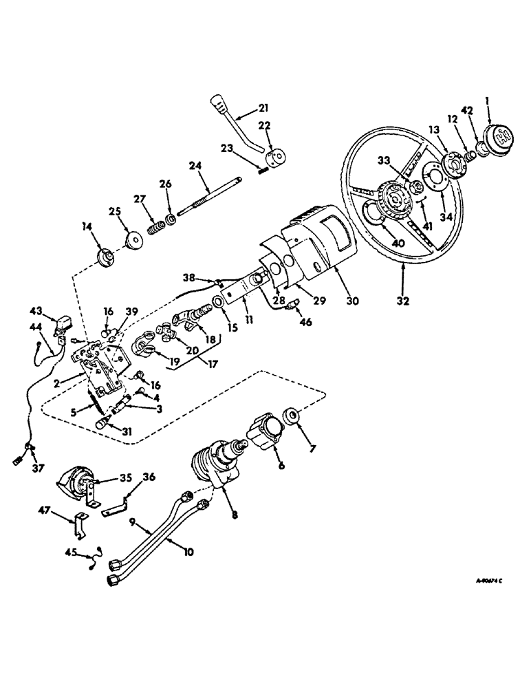 Схема запчастей Case IH 756 - (J-12) - STEERING MECHANISM, TILT STEERING WHEEL Steering Mechanism