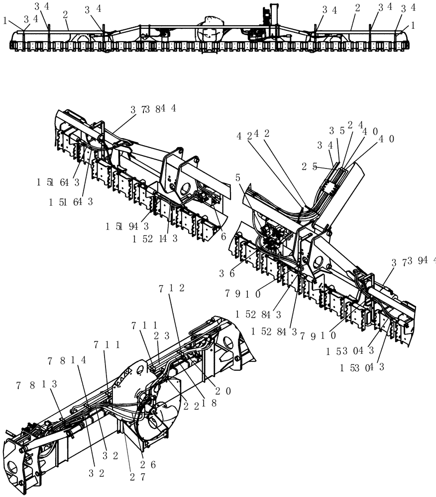 Схема запчастей Case IH 1200PT - (A.10.A[38]) - LAYOUT HYD HOSES ROUTING 16/31 ROW (BSN CBJ022251) A - Distribution Systems