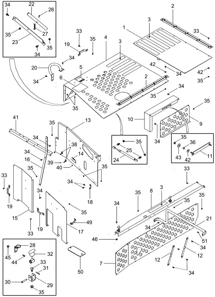 Схема запчастей Case IH 2388 - (09H-01) - ENGINE SHIELDS AND SERVICE DECK (12) - CHASSIS