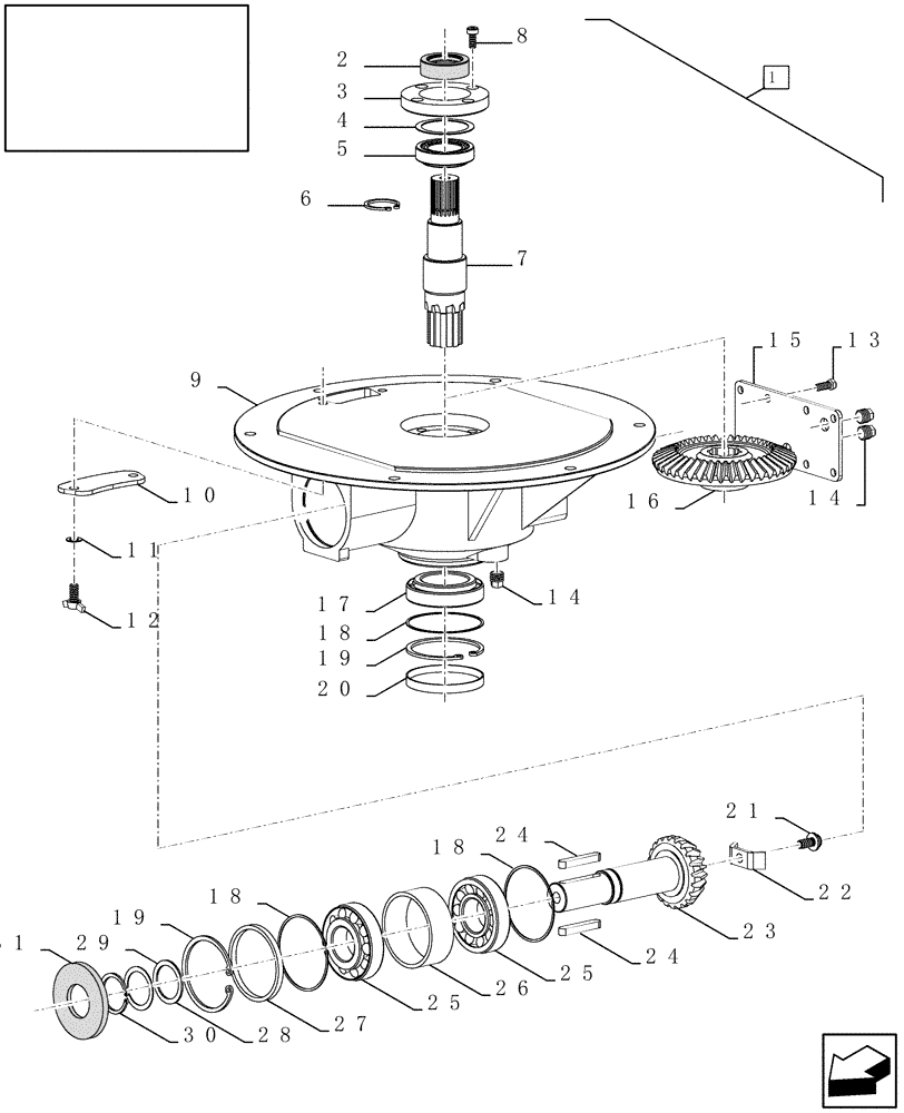 Схема запчастей Case IH 8010 - (80.175.07) - UNLOADING AUGER, GEARBOX, LOWER (80) - CROP STORAGE/UNLOADING