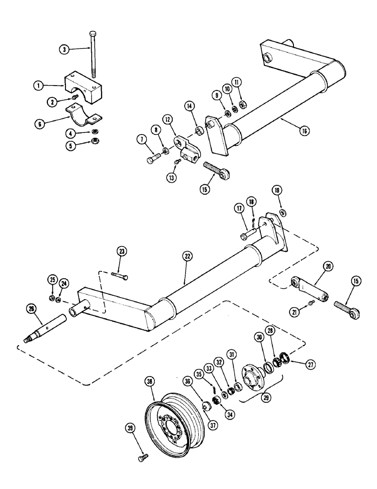 Схема запчастей Case IH DOT 31 - (18) - WING AXLES AND WHEELS, 31 FOOT 