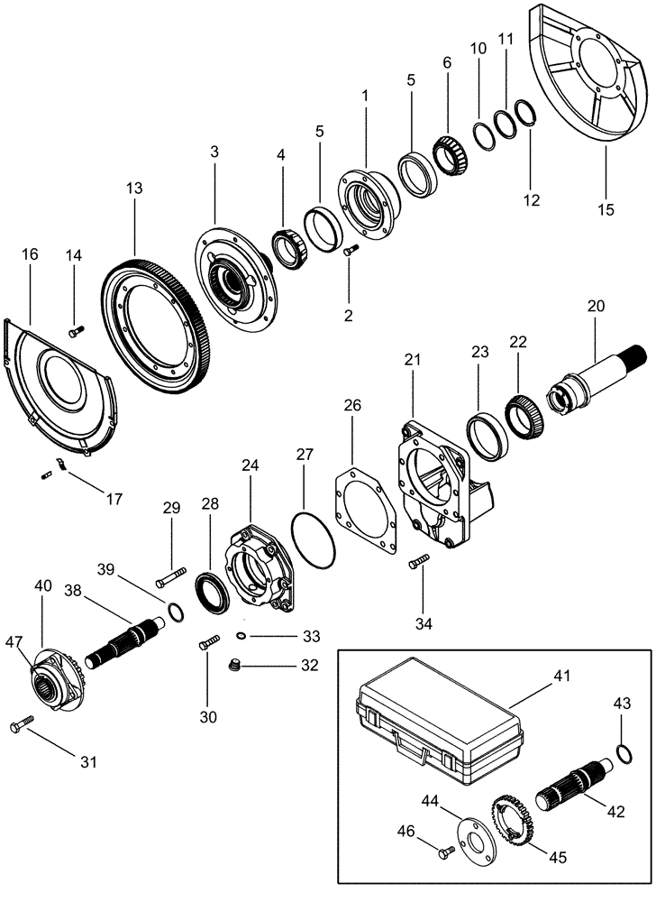 Схема запчастей Case IH MX255 - (06-51) - POWER TAKE OFF ASSEMBLY - OUTPUT SHAFT, SINGLE SPEED INTERCHANGEABLE SHAFT (06) - POWER TRAIN