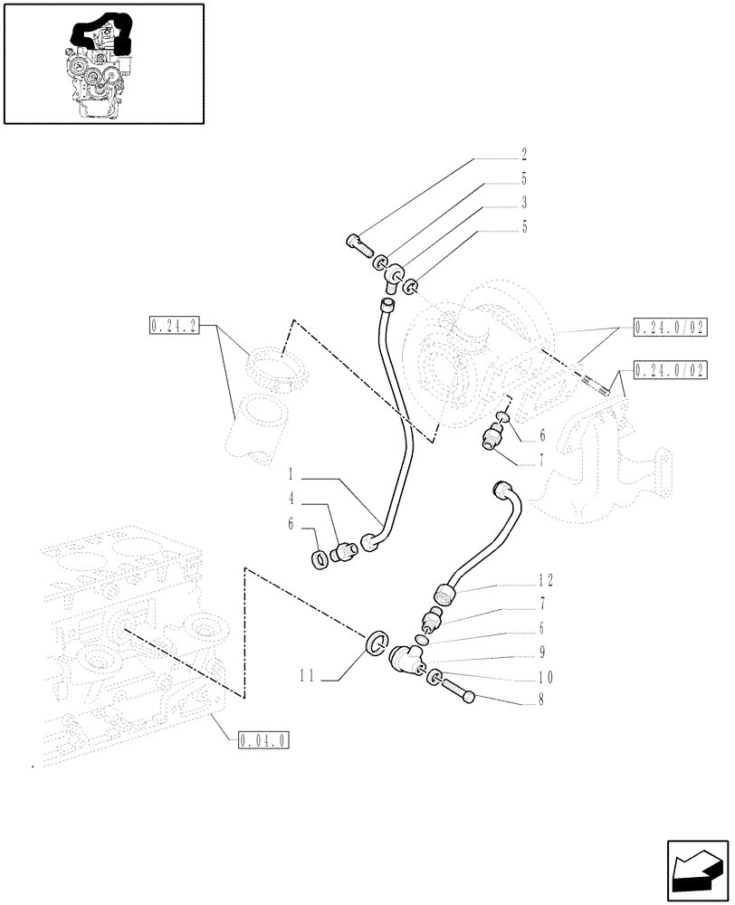 Схема запчастей Case IH JX90 - (0.24.1/01) - (VAR.319-747) TTF ENGINE TIER2 - LINES LINES (01) - ENGINE