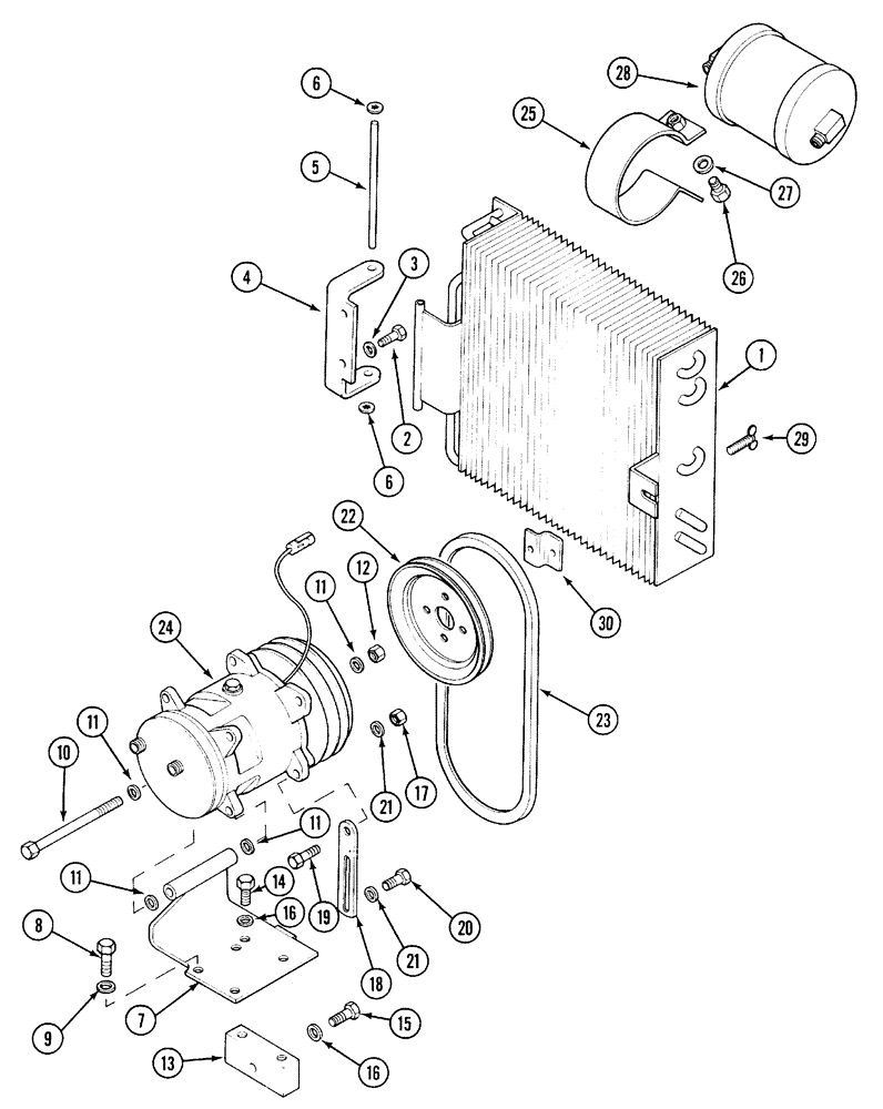 Схема запчастей Case IH 5250 - (2-024) - AIR CONDITIONING, COMPRESSOR, CONDENSOR AND DRIER (02) - ENGINE