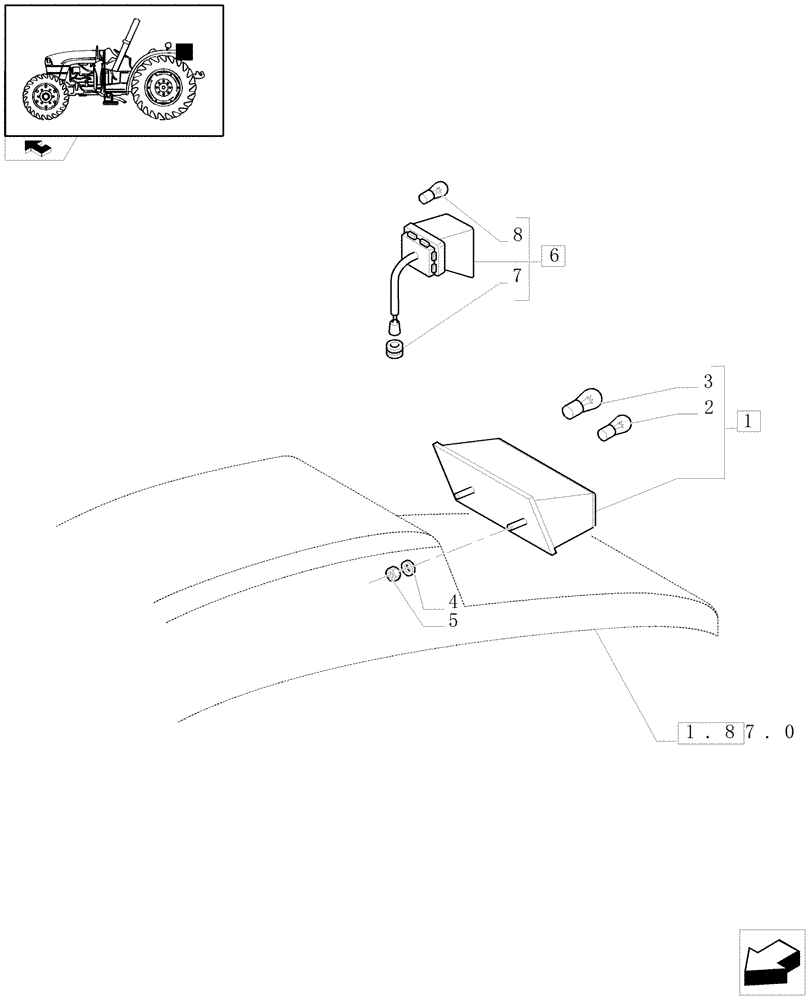 Схема запчастей Case IH FARMALL 85U - (1.75.6[02]) - REAR ROAD LIGHTING - L/CAB (VAR.331008) (06) - ELECTRICAL SYSTEMS