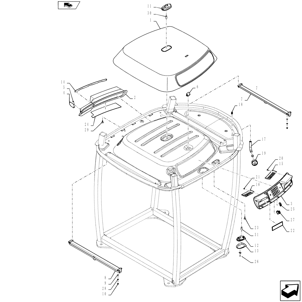 Схема запчастей Case IH 4430 - (90.160.03) - CAB HEADLINER AND HEADLINER TRIM (90) - PLATFORM, CAB, BODYWORK AND DECALS