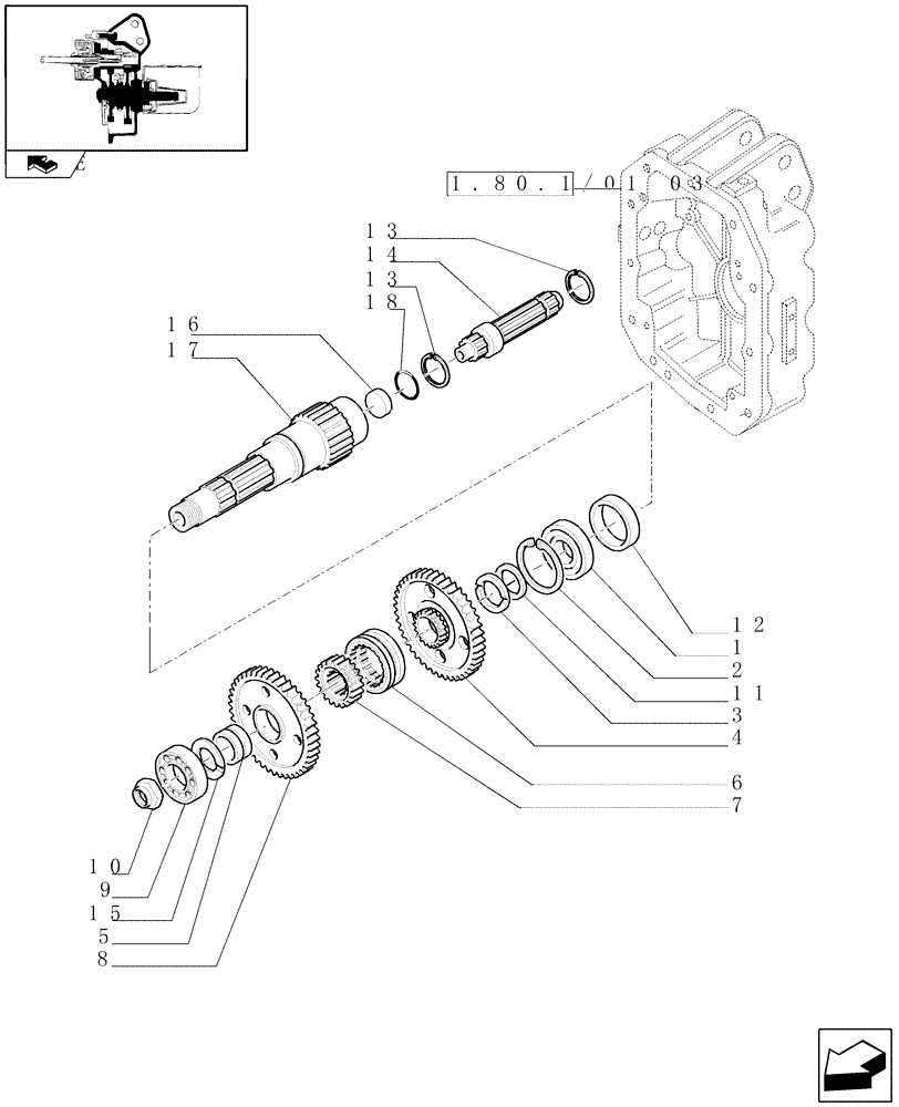 Схема запчастей Case IH PUMA 195 - (1.80.1/01[01]) - (VAR.145) ISO - POWER TAKE-OFF 540E/1000 RPM - SHAFT AND GEARS (07) - HYDRAULIC SYSTEM