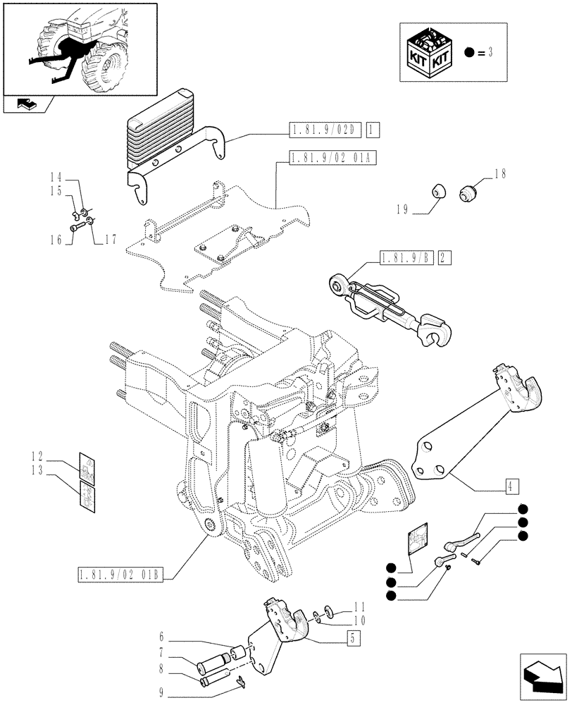 Схема запчастей Case IH PUMA 165 - (1.81.9/02[02A]) - (VAR.089) FRONT HPL WITH PTO, LESS AUX. COUPLERS - PIPES - D6726 (07) - HYDRAULIC SYSTEM