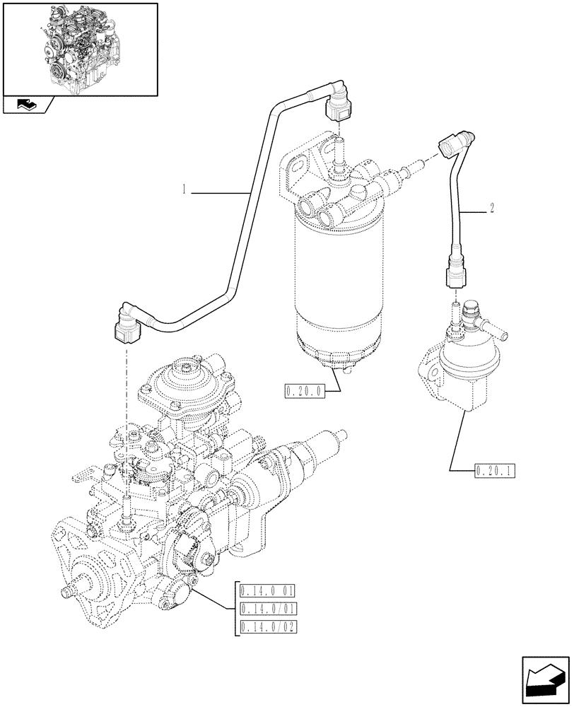 Схема запчастей Case IH FARMALL 80 - (0.20.3) - PIPING - FUEL (01) - ENGINE