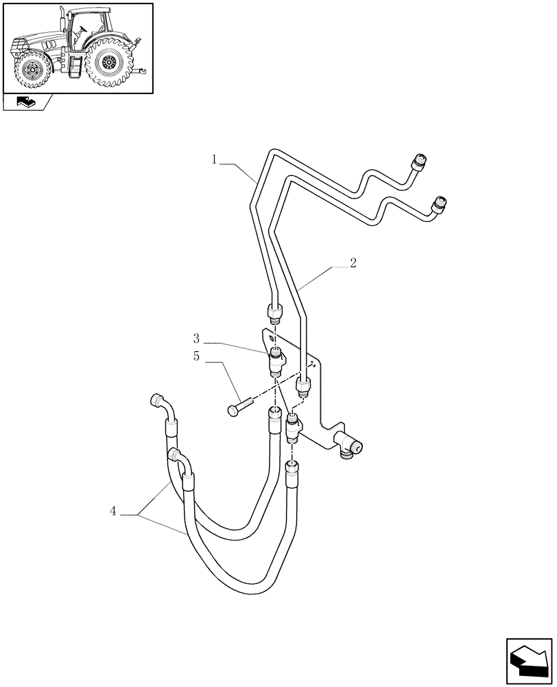 Схема запчастей Case IH PUMA 210 - (1.42.0/01) - (VAR.212-463) FRONT AXLE WITH ACTIVE SUSPENSIONS - FRONT HOSES SUSPENSION (04) - FRONT AXLE & STEERING