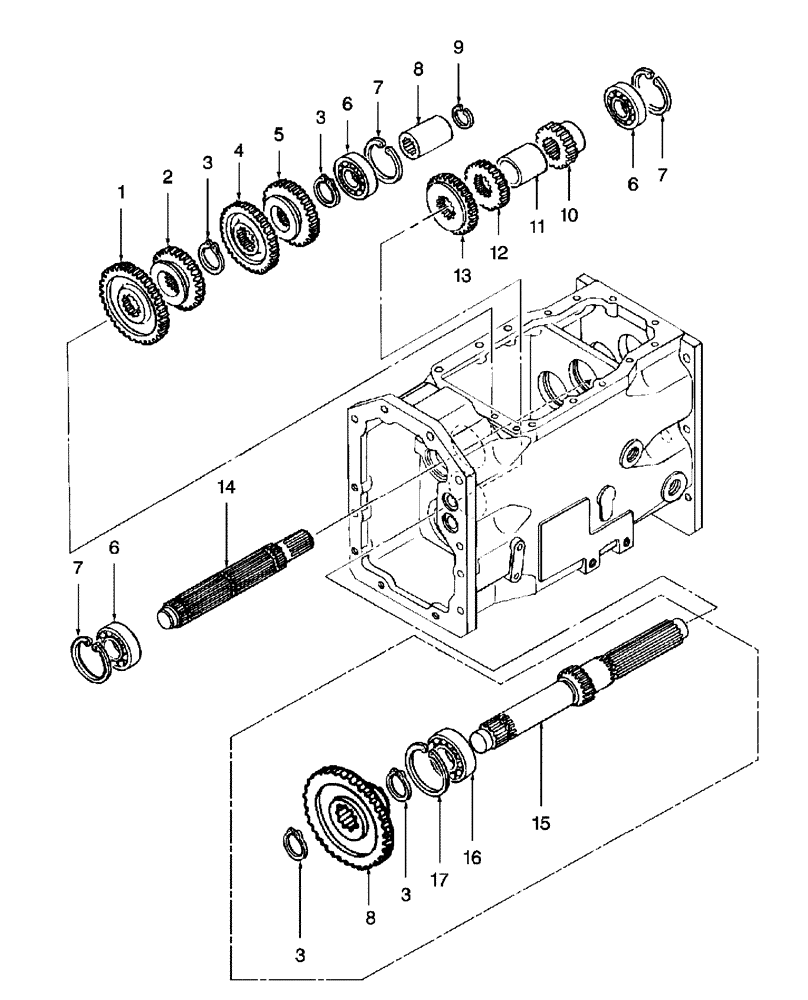 Схема запчастей Case IH DX29 - (03.09) - FRONT TRANSMISSION GEARS W/9 X 3 PTO SHAFT (03) - TRANSMISSION