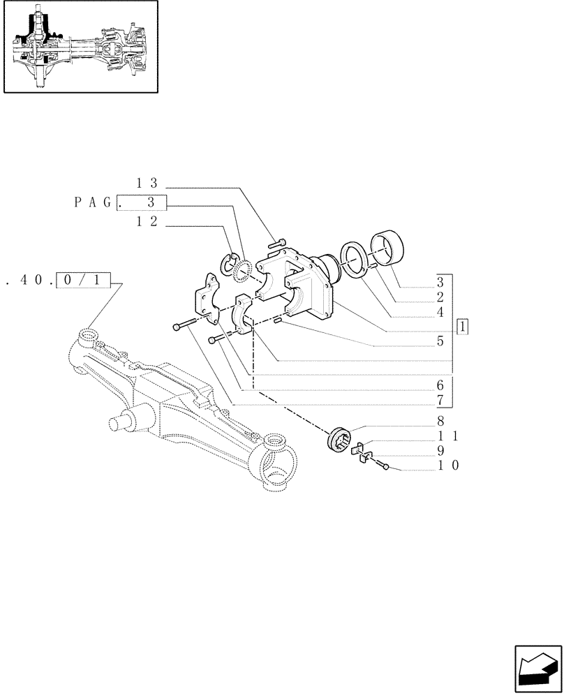 Схема запчастей Case IH MXM155 - (1.40.0/05[02]) - 4WD FRONT AXLE - SUPPORT (04) - FRONT AXLE & STEERING