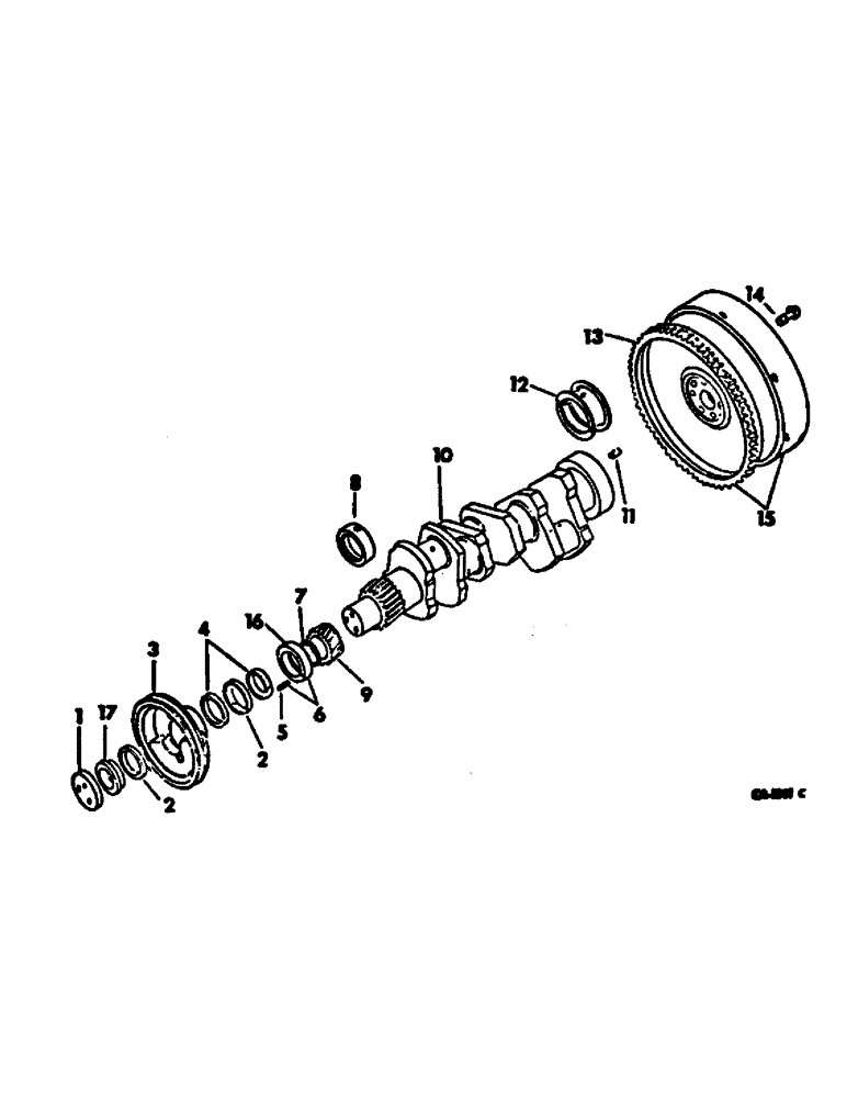 Схема запчастей Case IH D-179 - (A-12) - CRANKSHAFT, FLYWHEEL AND BEARINGS 