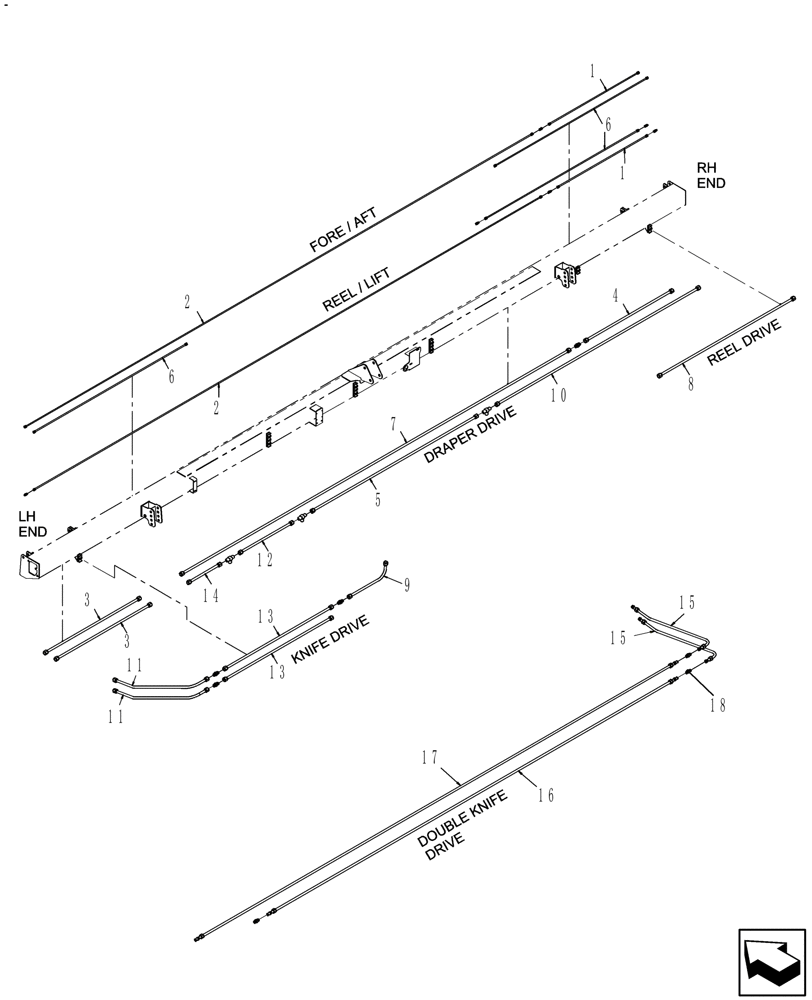 Схема запчастей Case IH DH252 - (20.07.07[05]) - STEEL LINES, SINGLE SWATH, 25FT, FROM PIN Y9ZB00735 (07) - HYDRAULICS