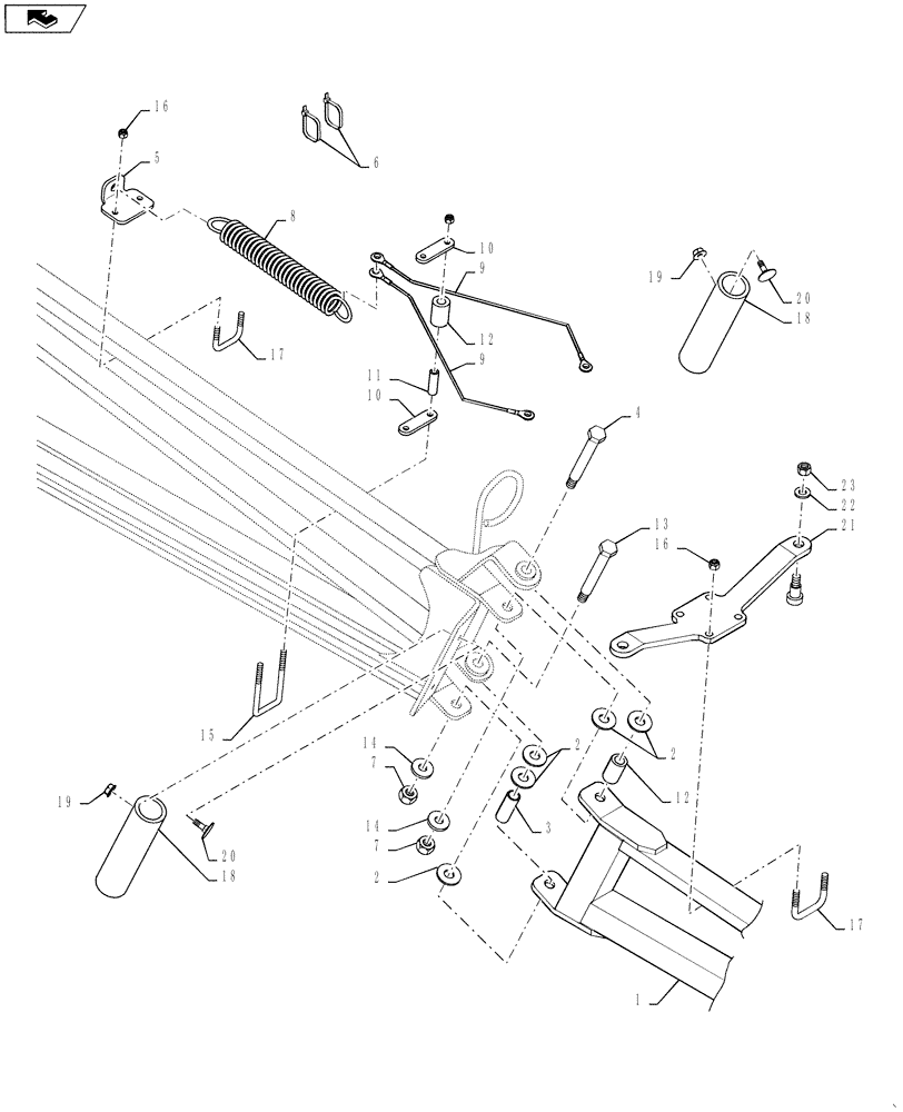 Схема запчастей Case IH 3230 - (39.100.07) - BOOM, BREAKAWAY ASSEMBLY, 90 BEGINNING 11/2008 (39) - FRAMES AND BALLASTING