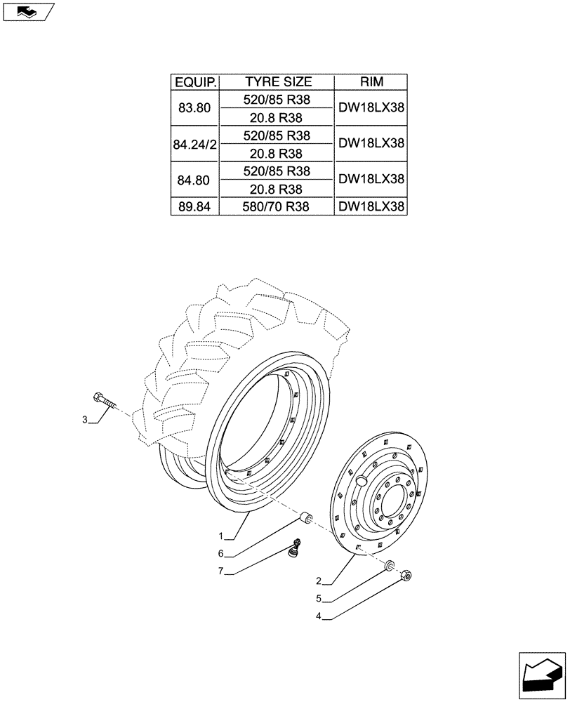 Схема запчастей Case IH PUMA 230 - (44.520.01[13]) - REAR WHEELS (44) - WHEELS