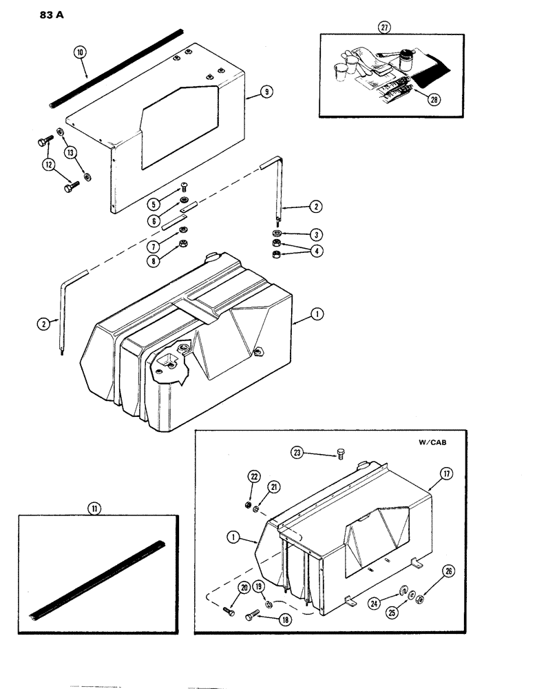 Схема запчастей Case IH 770 - (083A) - FUEL TANK MOUNTING, 251B SPARK IGNITION ENGINE (03) - FUEL SYSTEM