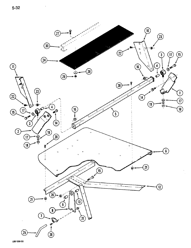 Схема запчастей Case IH 1640 - (5-32) - STEERING AXLE SHIELD, OSCILLATING (04) - STEERING