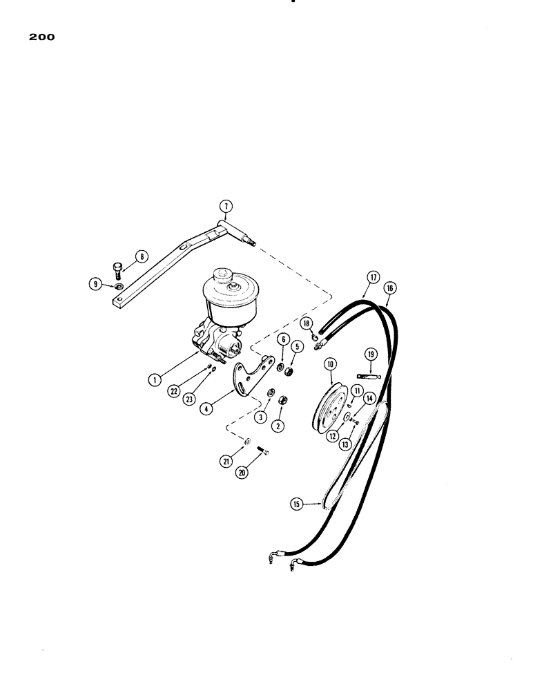 Схема запчастей Case IH 830-SERIES - (200) - POWER STEERING PUMP ATTACHMENT, L.H. MOUNTED, PRIOR TO TRAC. S/N 8168800 (05) - STEERING