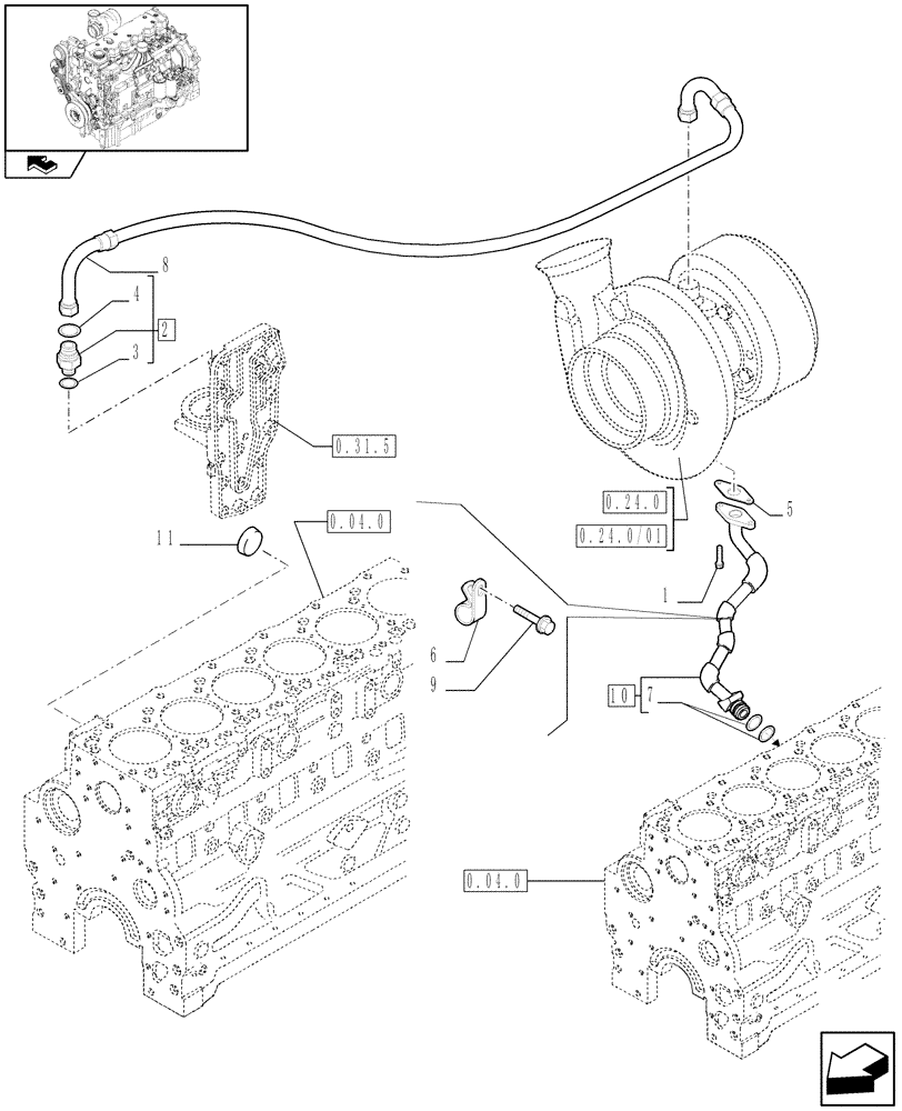 Схема запчастей Case IH PUMA 140 - (0.30.5) - PIPING - ENGINE OIL (01) - ENGINE