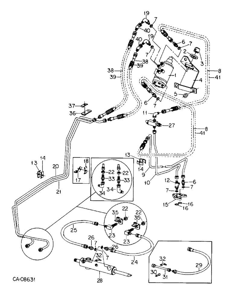 Схема запчастей Case IH 3088 - (10-14) - HYDRAULICS, HYDRAULIC POWER STEERING CONNECTION, 3088 AND 3288 TRACTORS (07) - HYDRAULICS