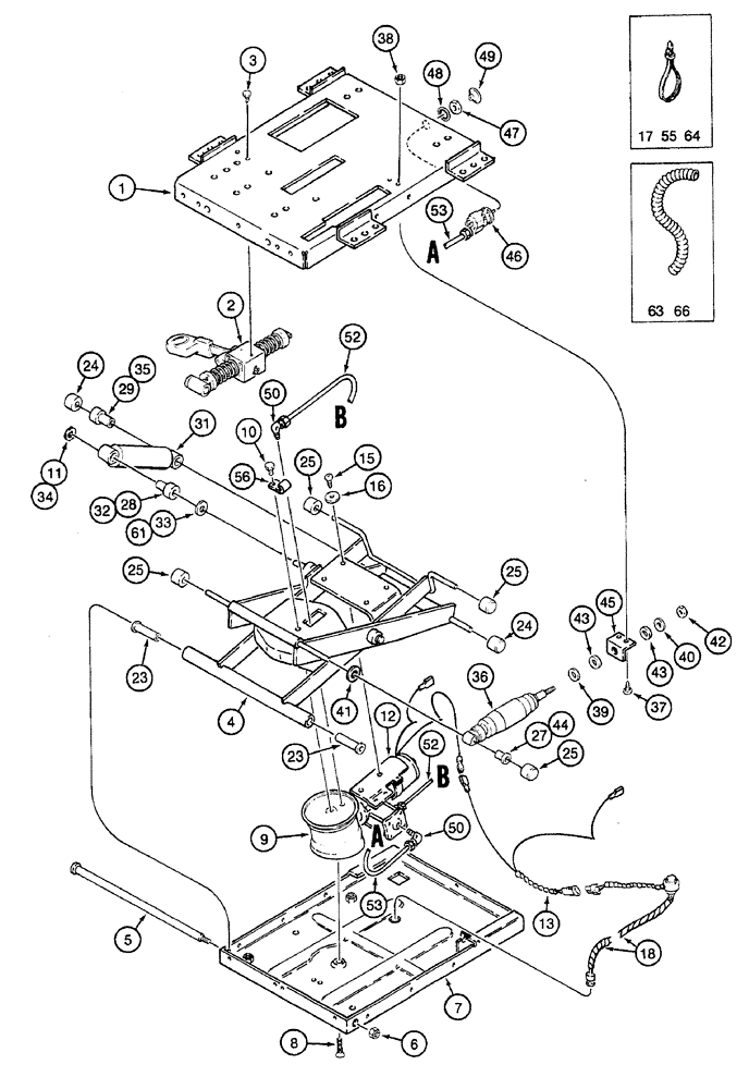 Схема запчастей Case IH 7230 - (9-058) - STANDARD AIR SUSPENSION SEAT, SUSPENSION, PRIOR TO TRACTOR PIN JJA0061559 (09) - CHASSIS/ATTACHMENTS