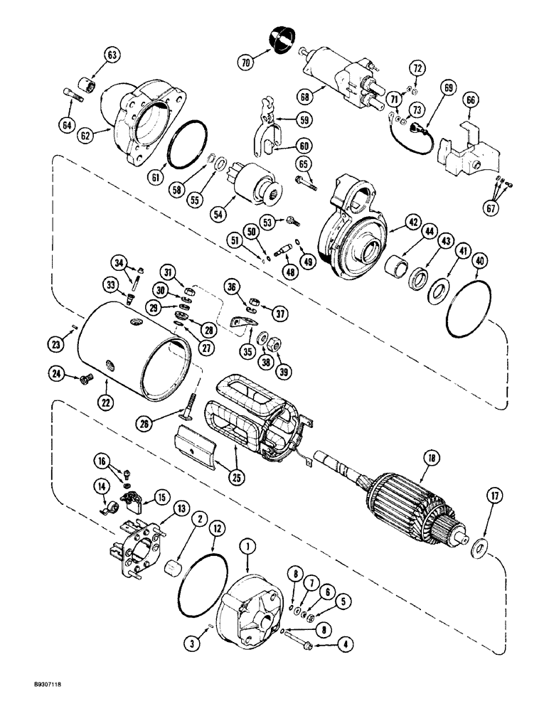 Схема запчастей Case IH 8950 - (4-032) - STARTER ASSEMBLY, PRIOR TO P.I.N. JJA0076314 (04) - ELECTRICAL SYSTEMS