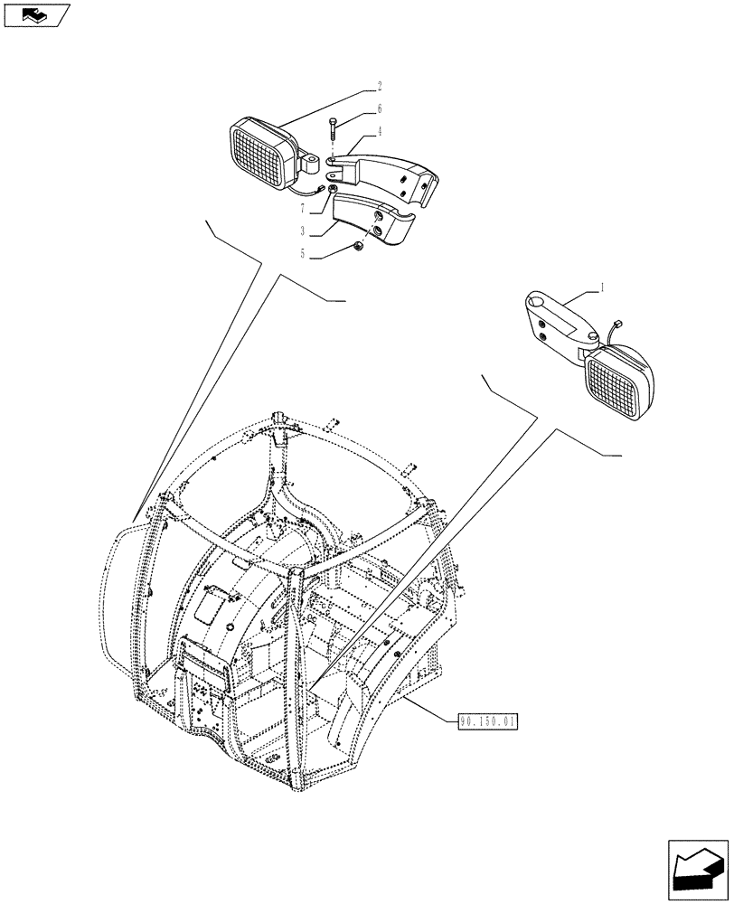 Схема запчастей Case IH PUMA 230 - (55.404.0202) - FRONT GRABRAIL WORKLIGHTS - ADDITIONAL WORKLAMPS (VAR.743929; VAR.744457-744458/743100) (55) - ELECTRICAL SYSTEMS