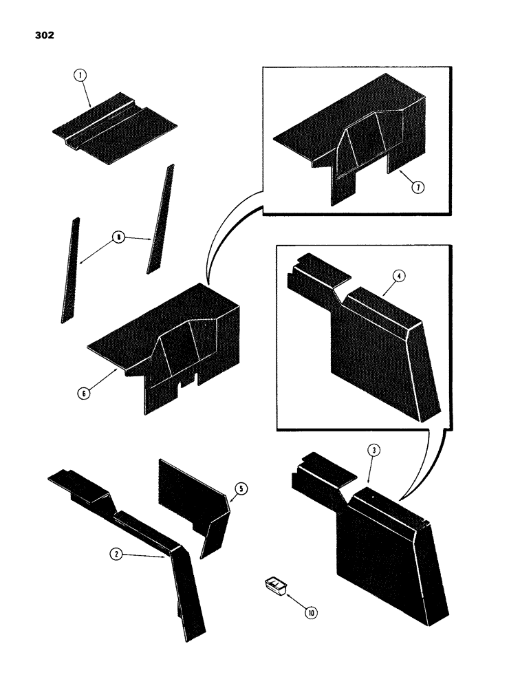 Схема запчастей Case IH 970 - (302) - CAB, ACOUSTICAL COVERS, BETTENDORF (09) - CHASSIS/ATTACHMENTS