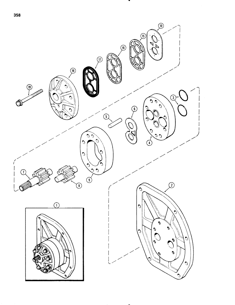 Схема запчастей Case IH 1270 - (358) - A64174 HYDRAULIC PUMP (08) - HYDRAULICS