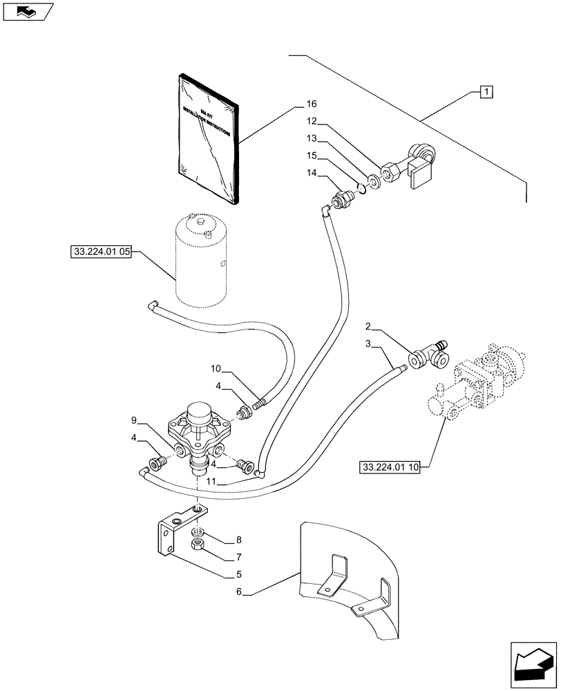 Схема запчастей Case IH PUMA 170 - (88.033.04) - DIA KIT - TRAILER AIR BRAKE GERMANY - TRAILER BRAKE CONTROL VALVE AND PIPES (88) - ACCESSORIES