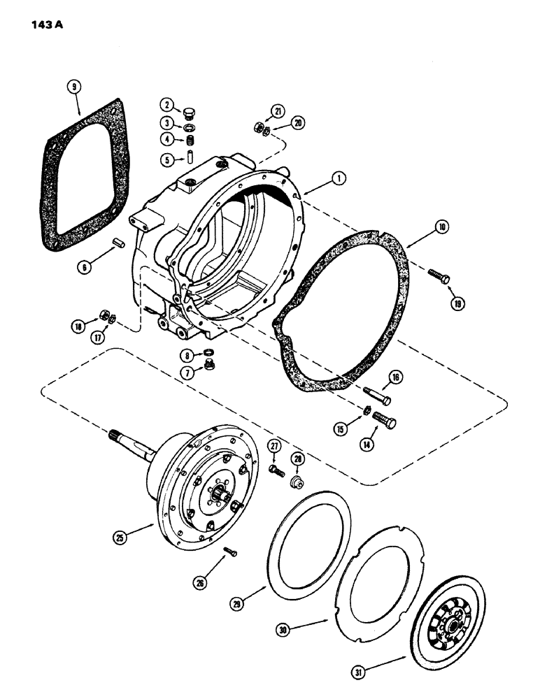 Схема запчастей Case IH 970 - (143A) - CLUTCH HOUSING AND CLUTCH POWER SHIFT (06) - POWER TRAIN