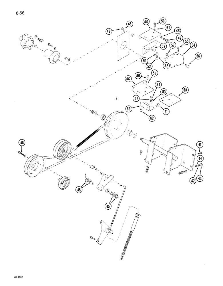 Схема запчастей Case IH 1680 - (8-056) - AUXILIARY PUMP MOUNTING & DRIVE, HEADER PUMP & REEL, P.I.N. JJC0117060 & AFTER (07) - HYDRAULICS