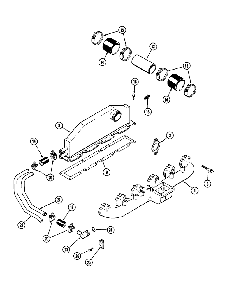 Схема запчастей Case IH 9110 - (04-12) - MANIFOLDS, 6TA-830 ENGINE, PRIOR TO SERIAL NUMBER 17900567, EXHAUST (04) - Drive Train