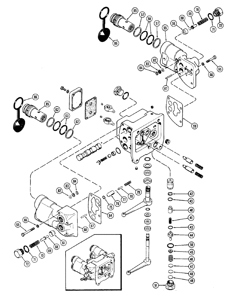 Схема запчастей Case IH 2470 - (364) - REMOTE HYDRAULIC VALVE, WITH RELIEF VALVE AND COUPLERS P.I.N. 8786558 THROUGH 8826986, CONTD (08) - HYDRAULICS