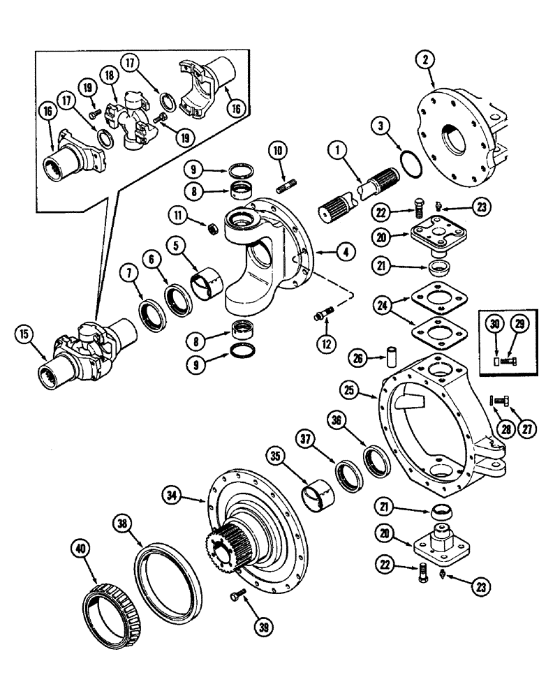 Схема запчастей Case IH 4890 - (6-210) - REAR AXLE ASSEMBLY, RH TRUNNION, SPINDLE AND SHAFT (06) - POWER TRAIN