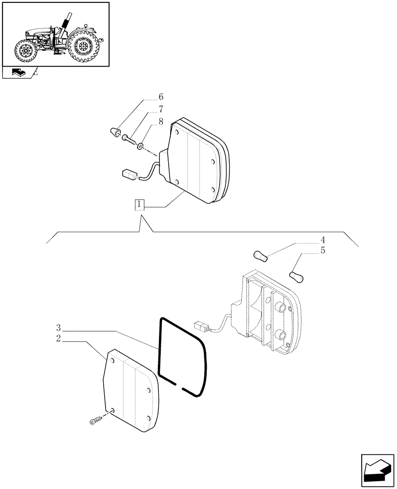 Схема запчастей Case IH FARMALL 95U - (1.75.6/01) - NORTH AMERICA VERSION - TAIL DIRECTION LAMP - L/CAB (VAR.334007) (06) - ELECTRICAL SYSTEMS