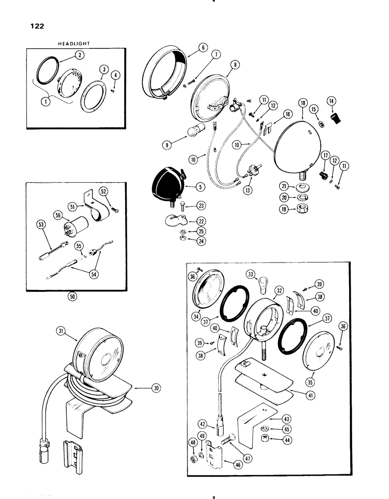 Схема запчастей Case IH 570 - (122) - HEAD LAMP PARTS (04) - ELECTRICAL SYSTEMS