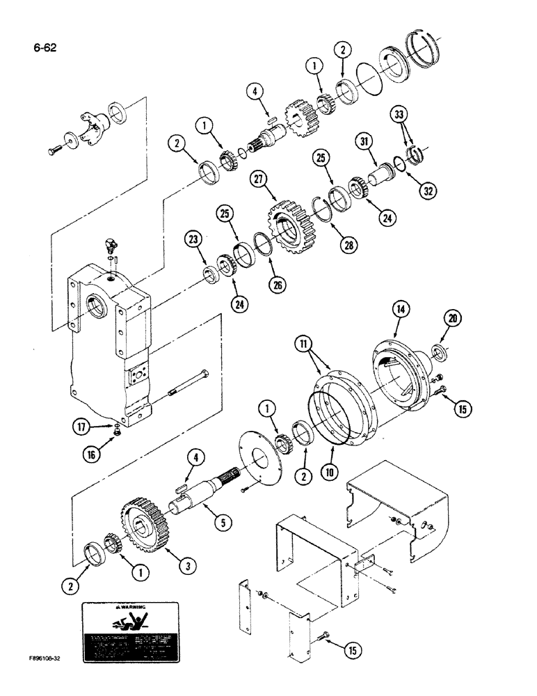 Схема запчастей Case IH 9280 - (6-62) - PTO TRANSFER CASE ASSEMBLY (06) - POWER TRAIN