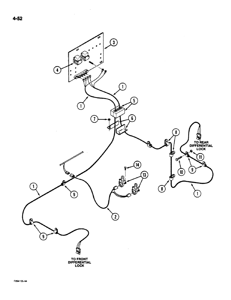 Схема запчастей Case IH 9180 - (4-52) - CONTROL TRACTION DIFFERENTIAL HARNESSES (04) - ELECTRICAL SYSTEMS