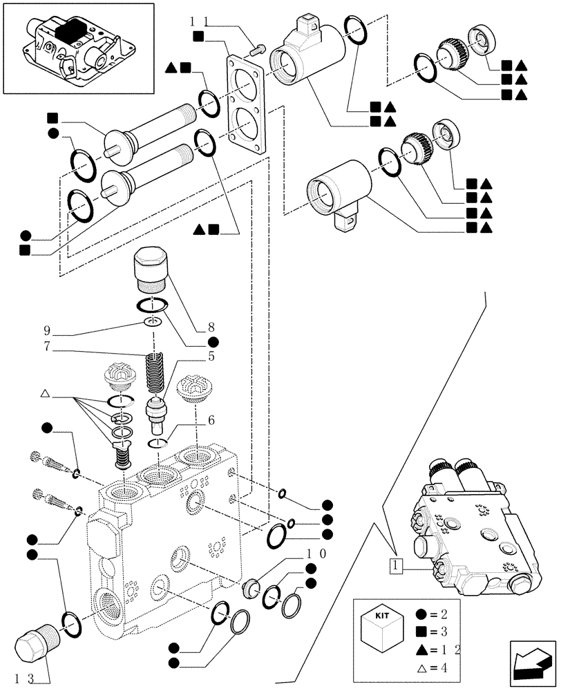 Схема запчастей Case IH MAXXUM 115 - (1.82.7/07C) - VALVE CONTROL - BREAKDOWN (VAR.331844-333844-331845-333845-334845-330849-331849-332849-330853-330856-330862-331862) (07) - HYDRAULIC SYSTEM