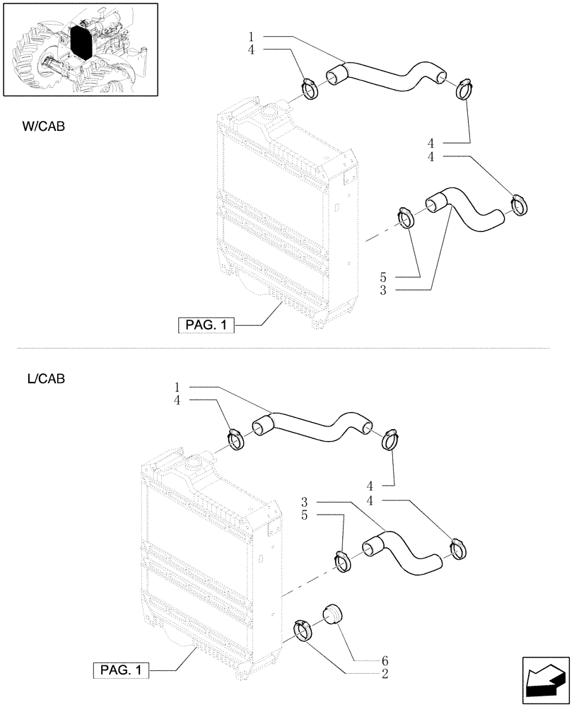 Схема запчастей Case IH MXU115 - (1.17.0[02]) - RADIATOR HOSES (02) - ENGINE EQUIPMENT